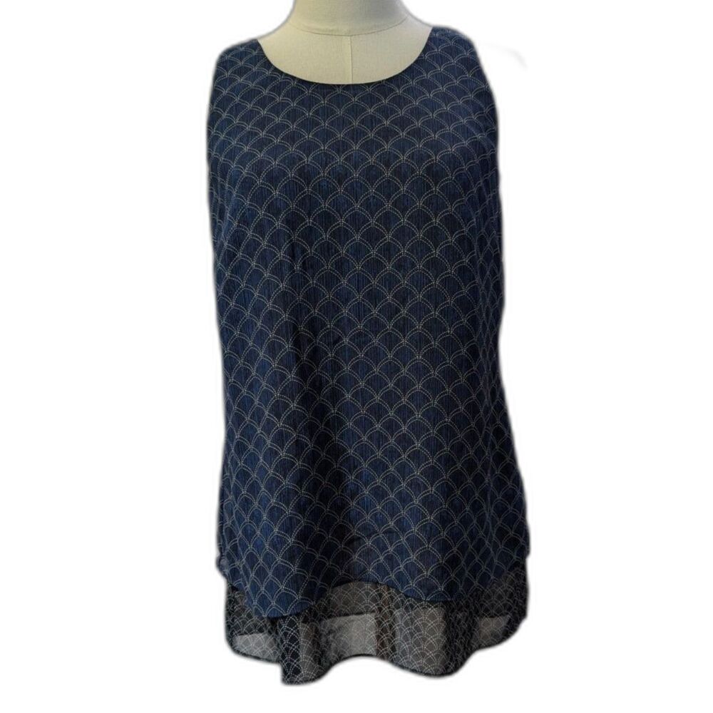 Cabi Black Patterned Sleeveless Layered Tank Top Small Petite